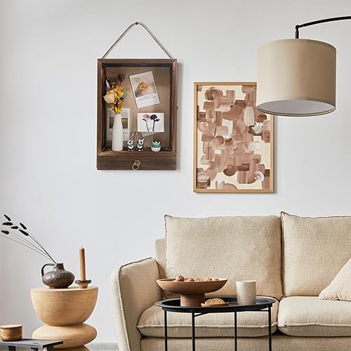 Miniatura 6 de FramePro Marco de caja de sombra profunda de 11 x 16 pulgadas con cajón y parte trasera de línea suave, vitrina de madera, caja de memoria de vidrio