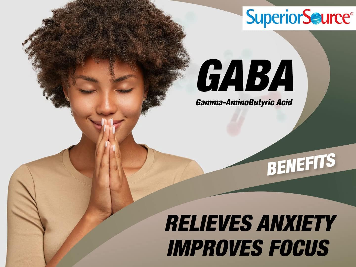 Superior Source GABA 100 mg, Quick Dissolve MicroLingual Tablets, 100 Count, Brain Health Support, Promotes a Relaxing Effect & Positive Mood, Stress & Sleep Support, Non-GMO