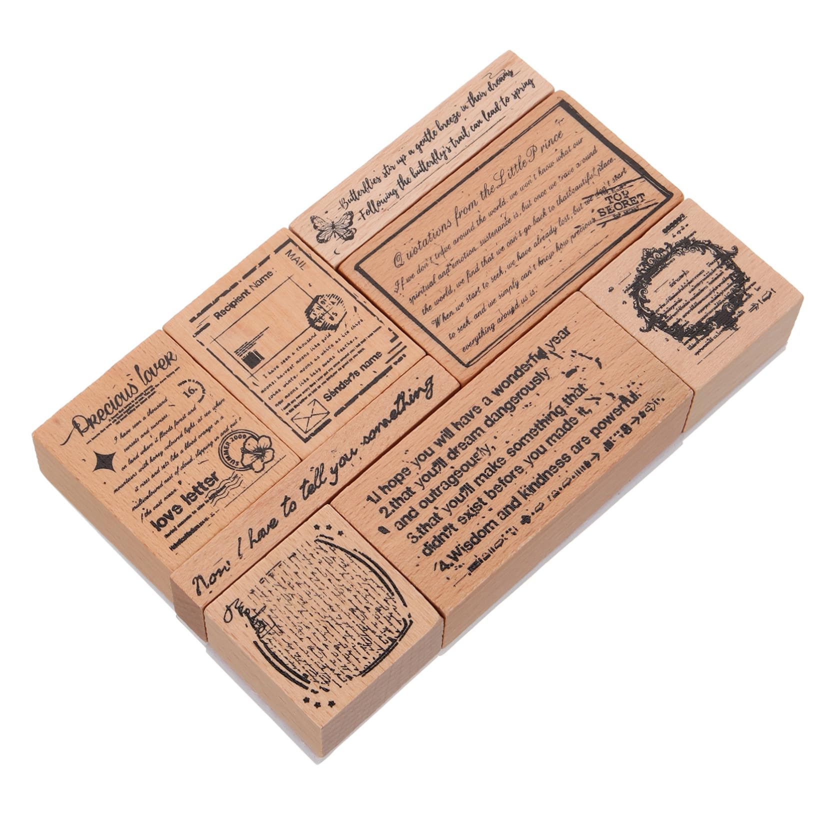 OSALADI 5 Sätze Stempelset Aus Holz Sammelalbum Liefert Junk-journal Journaling-zubehör Stempeln Scrapbook-tool Drucken Retro-holzstempel Stempel Für Handwerk Kreativer Stempel 8 Stück * 5