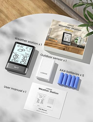Miniatura 9 de LIORQUE Estación meteorológica inalámbrica para interiores y exteriores, termómetro meteorológico digital, temperatura, presión de aire, monitor de