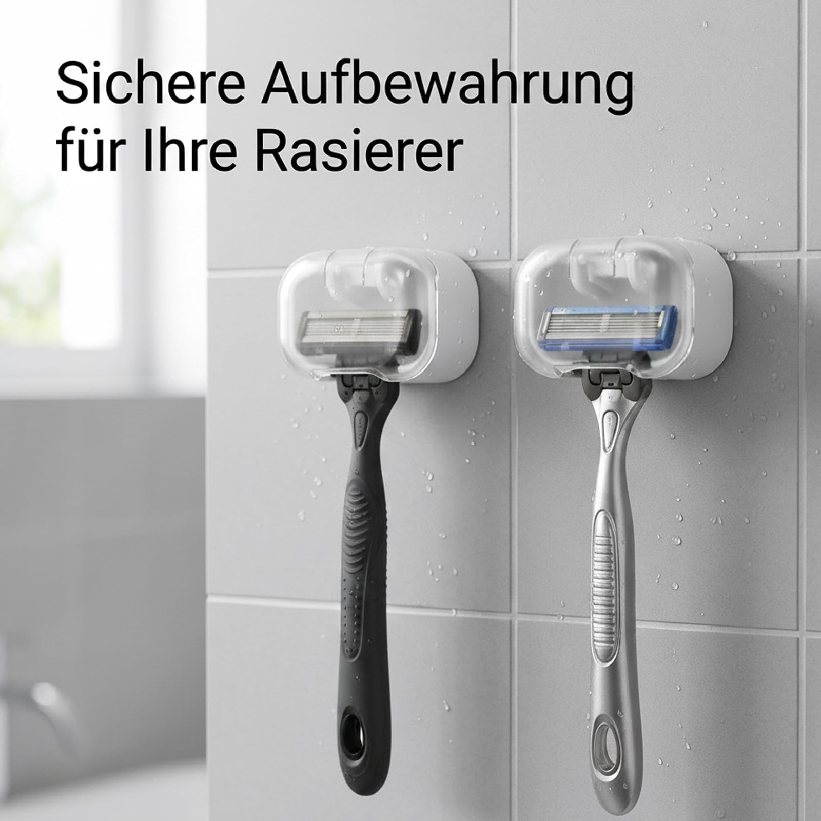 Rasierer Halterung Dusche, 2 Stück Rasierhalter Dusche für Badezimmer Organisation, Selbstklebende Rasiererhalter Dusche ohne Bohren, Wasserdichter Halterung Rasierer Dusches für Kompakte Räume Drogerie & Körperpflege
