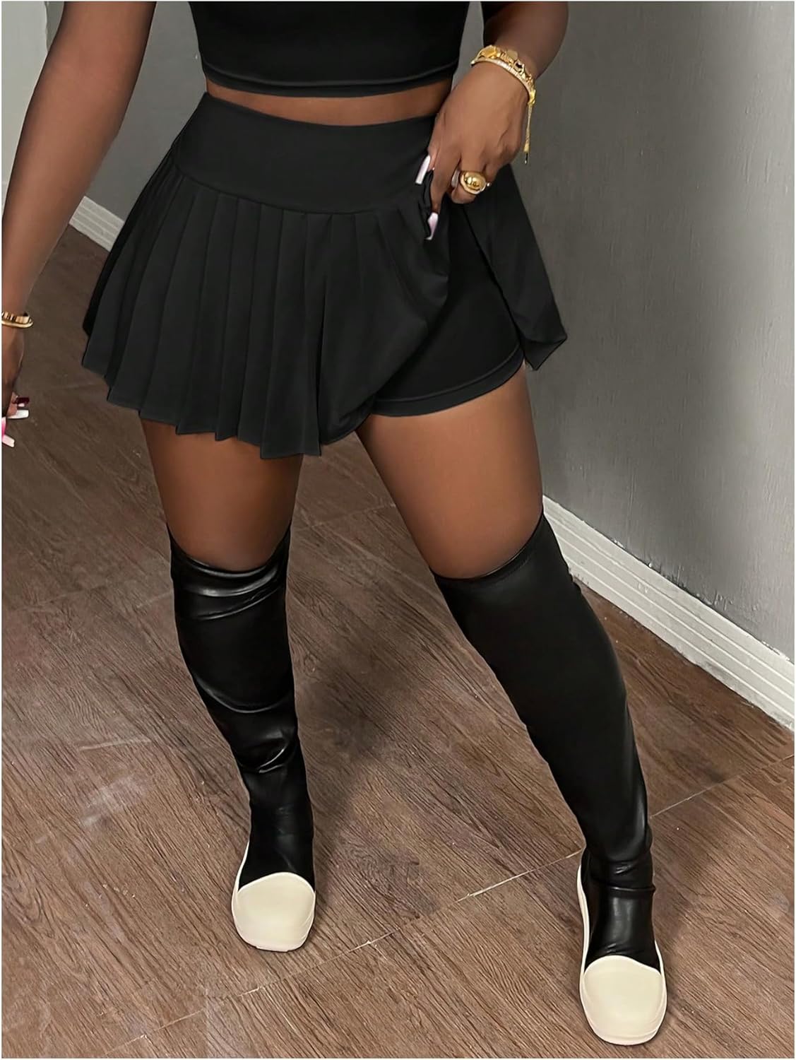 SOLY HUX Women's Skirt Sets 2 Piece Outfits Long Sleeve Crop Top with Pleated Mini Skirt Set Party Outfits for Women - Image 5