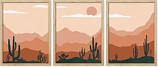 SIGNWIN Adhesive Canvas Poster Set Southwest Western Cactus Desert Landscape Nature Wilderness Illustrations Modern Art Decorative Minimalist Multicolor Digital Art for Bedroom - 12