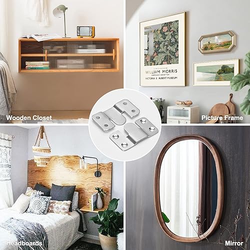 Miniatura 6 de Soporte de montaje empotrado, gancho para marco de fotos entrelazado de 2.205 x 1.417 in, resistente para colgar fotos, soporte de enclavamiento