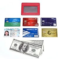 Vista 6 de Tarjetero para tarjetas de crédito, de cuero, delgada, minimalista, con bloqueo de RFID, talla única , rojo (Red With Id Window)