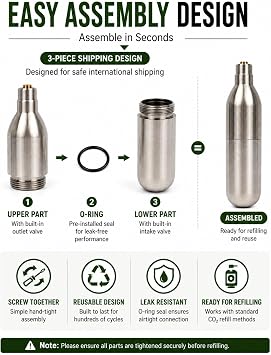 ステンレススチール 12グラム CO2カートリッジ 詰め替え可能 12g CO2カートリッジ 充電式ガスボンベ リサイクルカプセル エアソフトペレットBB用