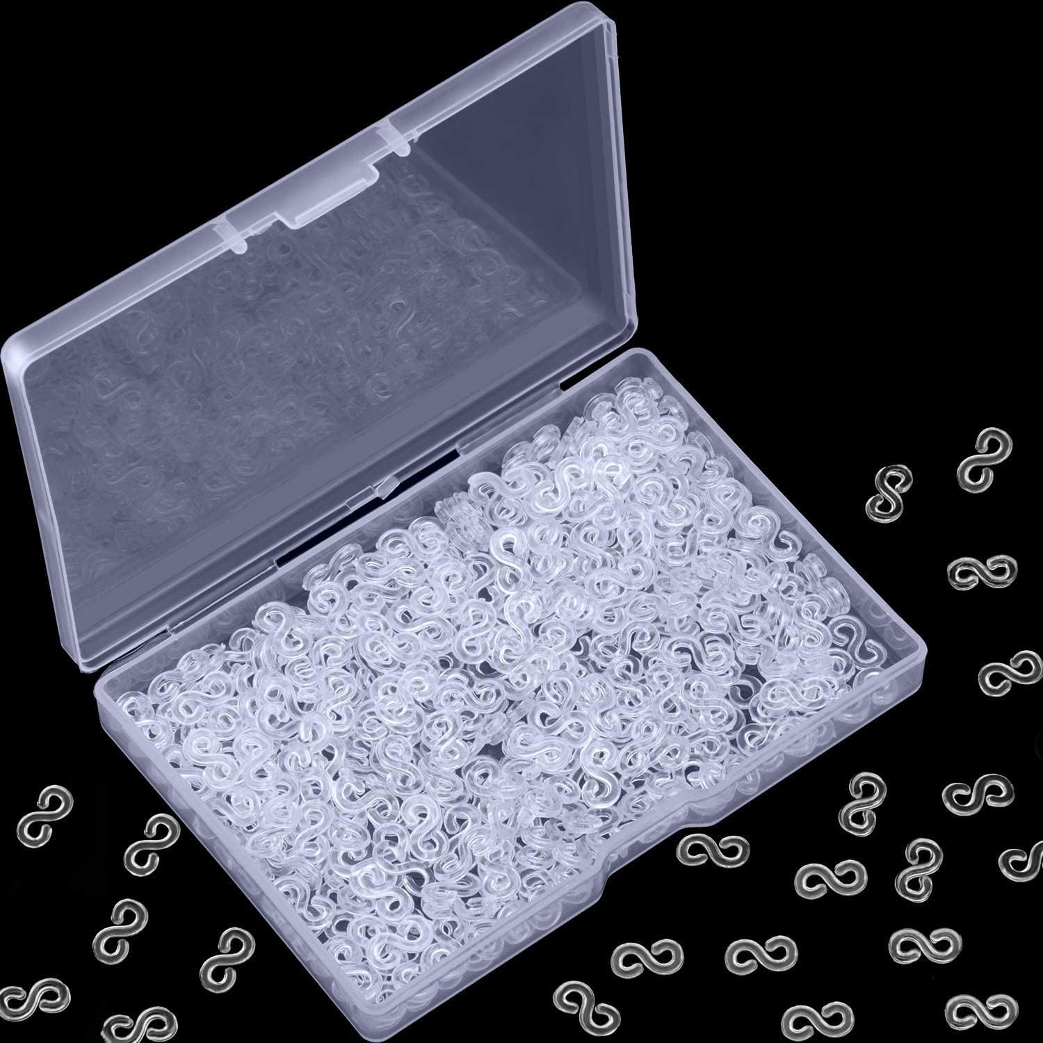 Wawasia 500 pcs Rubber Band Clips, S Clips, Plastic Connectors Refills Bracelet Loom Clips for DIY Loom Bracelet Making