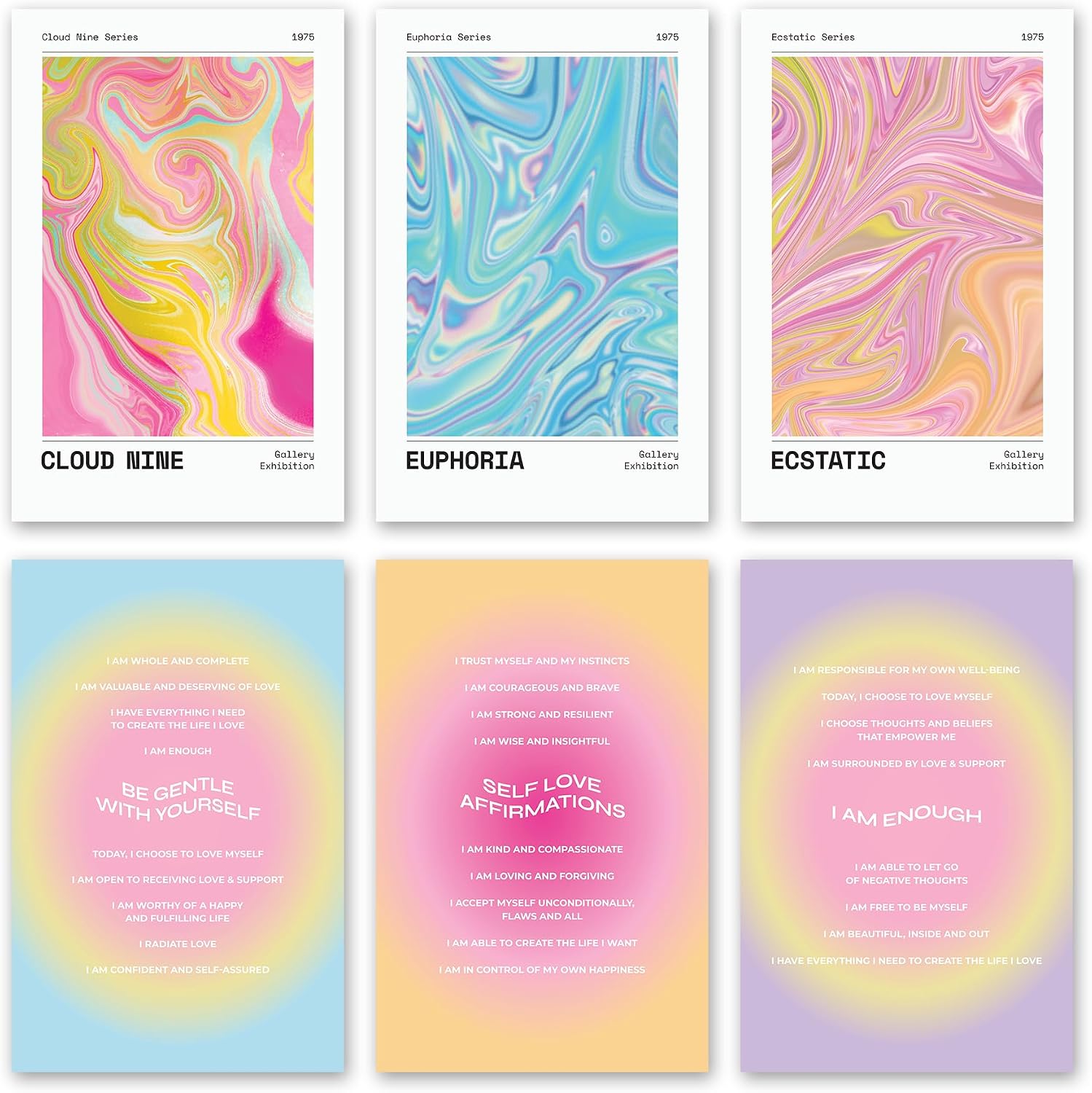 Amazon.com: Throwback Traits Y2K Euphoria Wall Art Set - 11x17 Groovy ...