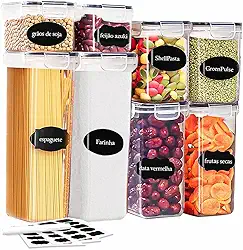 Kit 8 Potes Tampa Hermético Porta Alimentos Mantimentos Armário Cozinha (KIt 8)