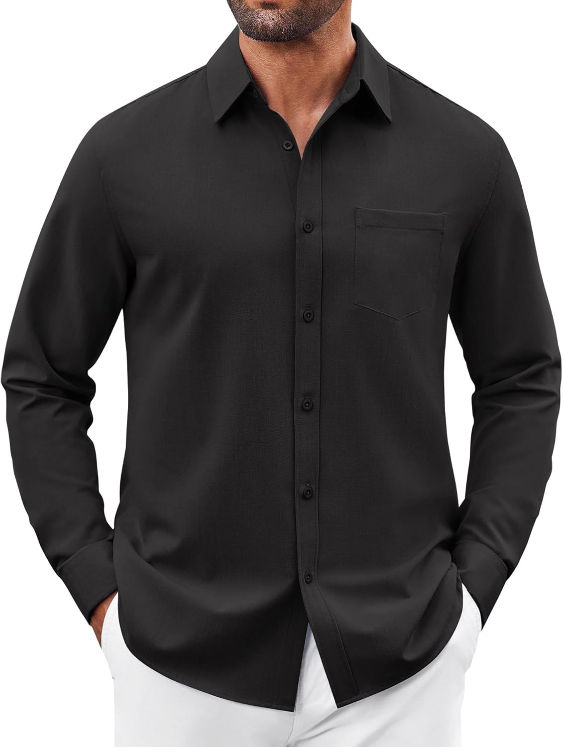 COOFANDY Mens Button Down Shirt Casual Untucked Shirts Long Sleeve Dress Shirt with Pocket