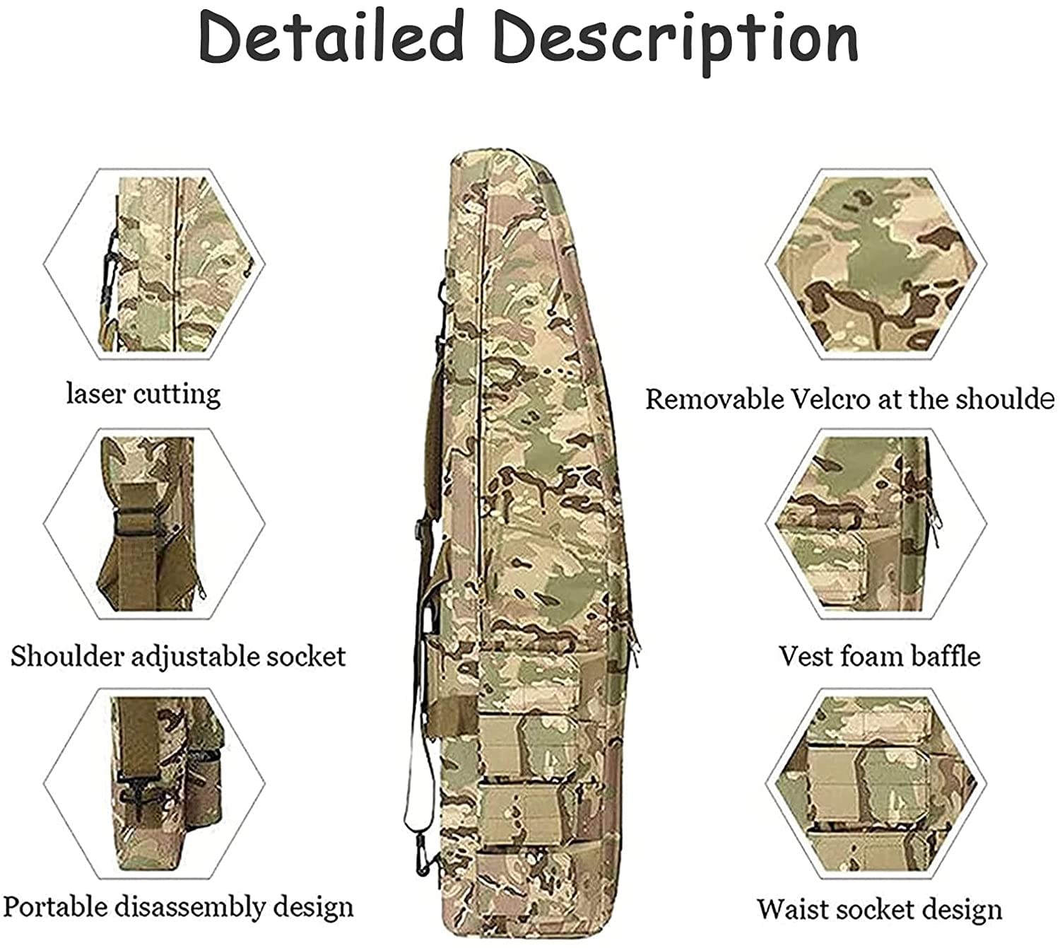 Funda Acolchada Y Flexible para Rifle Funda Impermeable para Escopeta con Correa Ajustable para el Hombro Mochila para Transporte de Armas de Fuego/Acu/100Cm