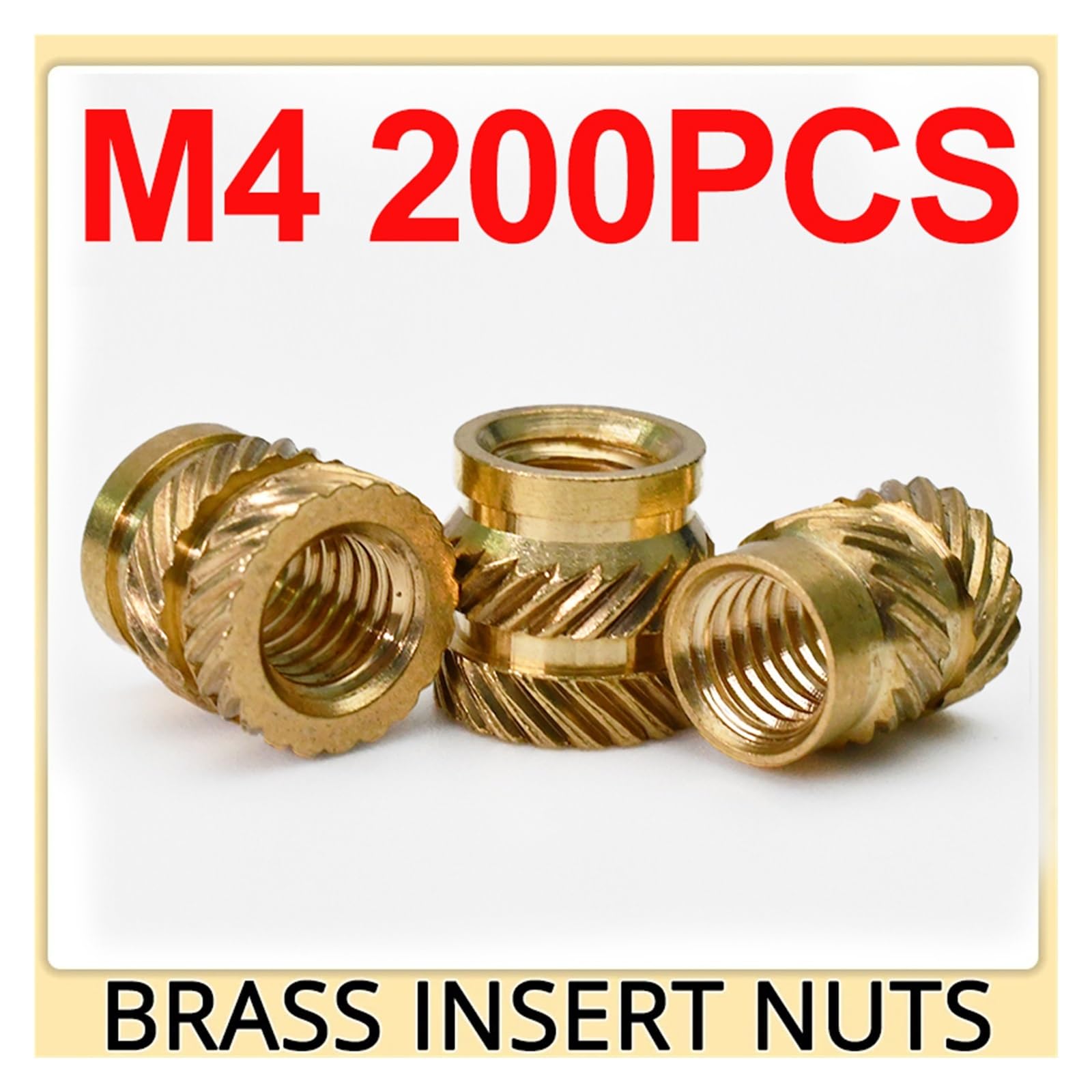 200 piezas M4 insertos de juego calor latón for plástico | Tuercas de inserción de latón de varios tamaños for una fijación segura en plástico, diseño moleteado de precisión