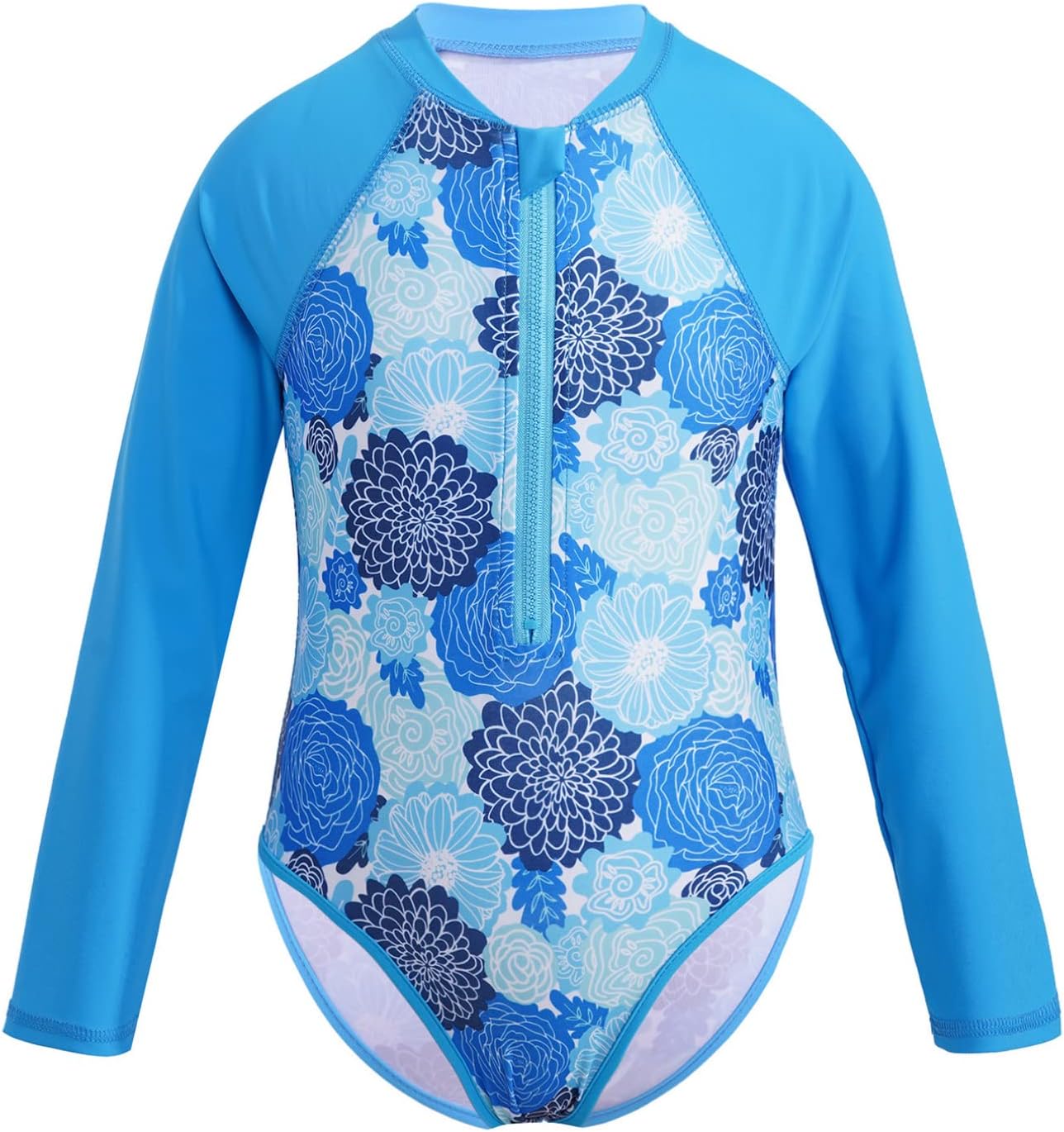 iiniim Baby Girls Rash Guard Long Sleeve Swimsuit Zipper UPF 50+ Sun Protection One Piece Swimwear Romper