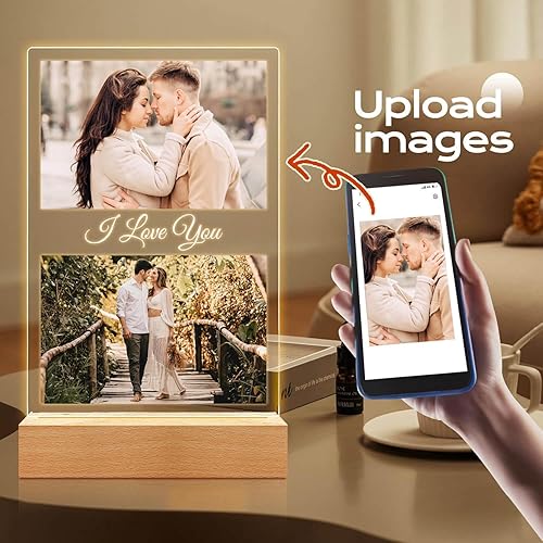 Miniatura 2 de Custom Picture Frame with Photo, Customized Picture Frames with Night Light, Custom Photo Frame, Personalized Valentines Day Gifts for Her Him Women