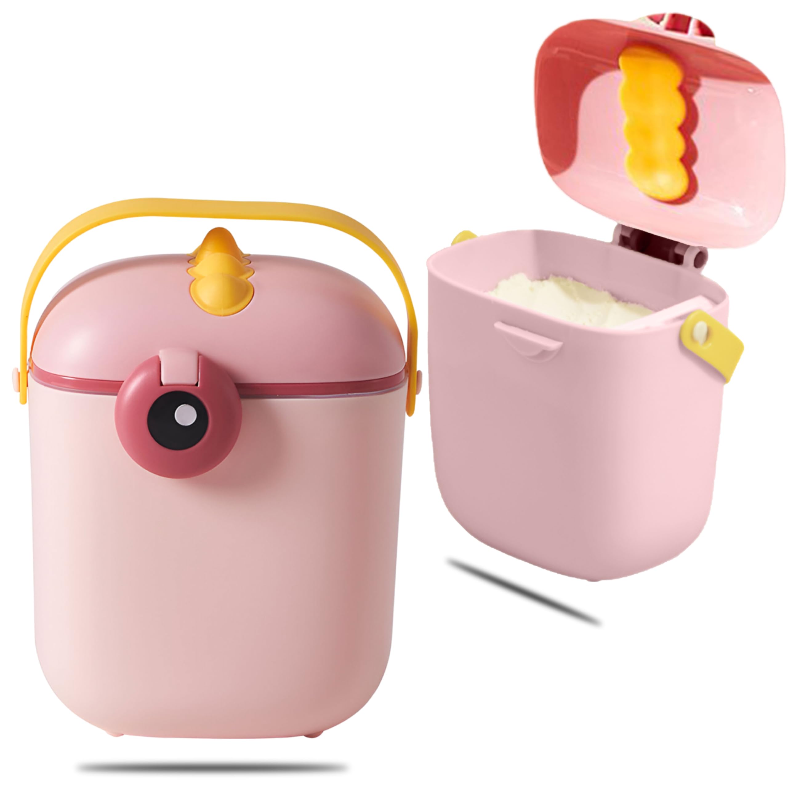 Bembika Milk Powder Storage Container with Scoop and Leveller First Feed Box for Kids Travel Friendly Multi - Functional Meal Box - Pink (400 ML)-image-20