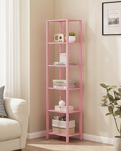 Miniatura 17 de TUTOTAK Estantería para libros de 6 niveles, estantería estrecha para espacios pequeños, estantería apilable de bricolaje, para sala de estar,