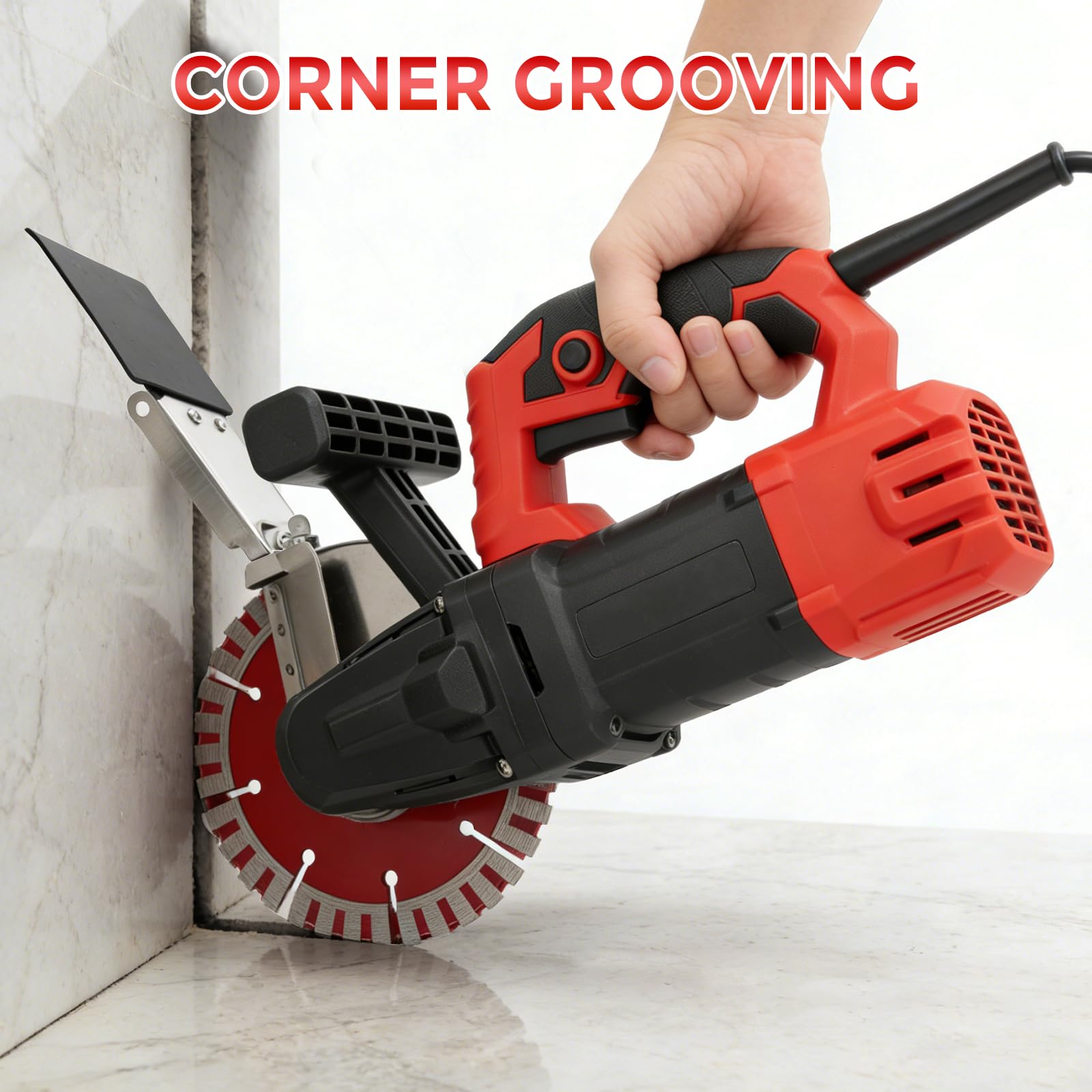 Rozadora de pared con sistema de eliminación de polvo, 1600 W, 7000 RPM, ancho de corte máximo de 35 mm, profundidad de canal de 40 mm, con 2 discos de corte de 133 mm