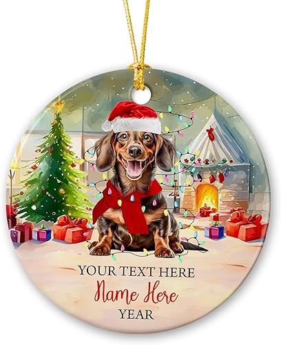 Vista 122 de Rottweiler - Adorno de cerámica personalizado para perro de Papá Noel, nombre y texto personalizados para mascotas, feliz para los amantes