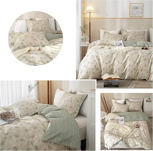 Miniatura 3 de LifeTB - Juego de funda de edredón de estilo jardín, diseño floral y botánico, tamaño Queen, suave, de algodón, bohemio, elegante, para niñas y