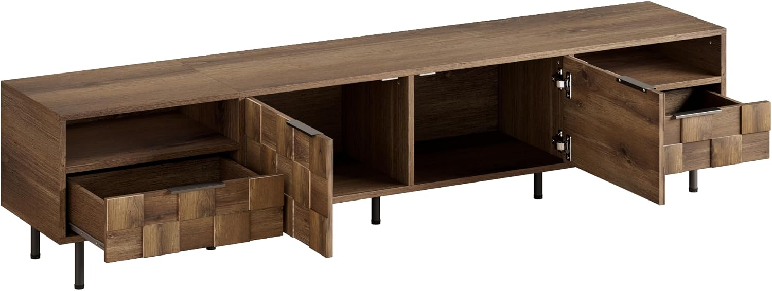 Mid Century TV Stand for Living Room, 78.7in TV Stand with Wooden Construction, Ample Storage, Cable Management, Supports TVs up to 85 Inches, Long Modern Entertainment Center