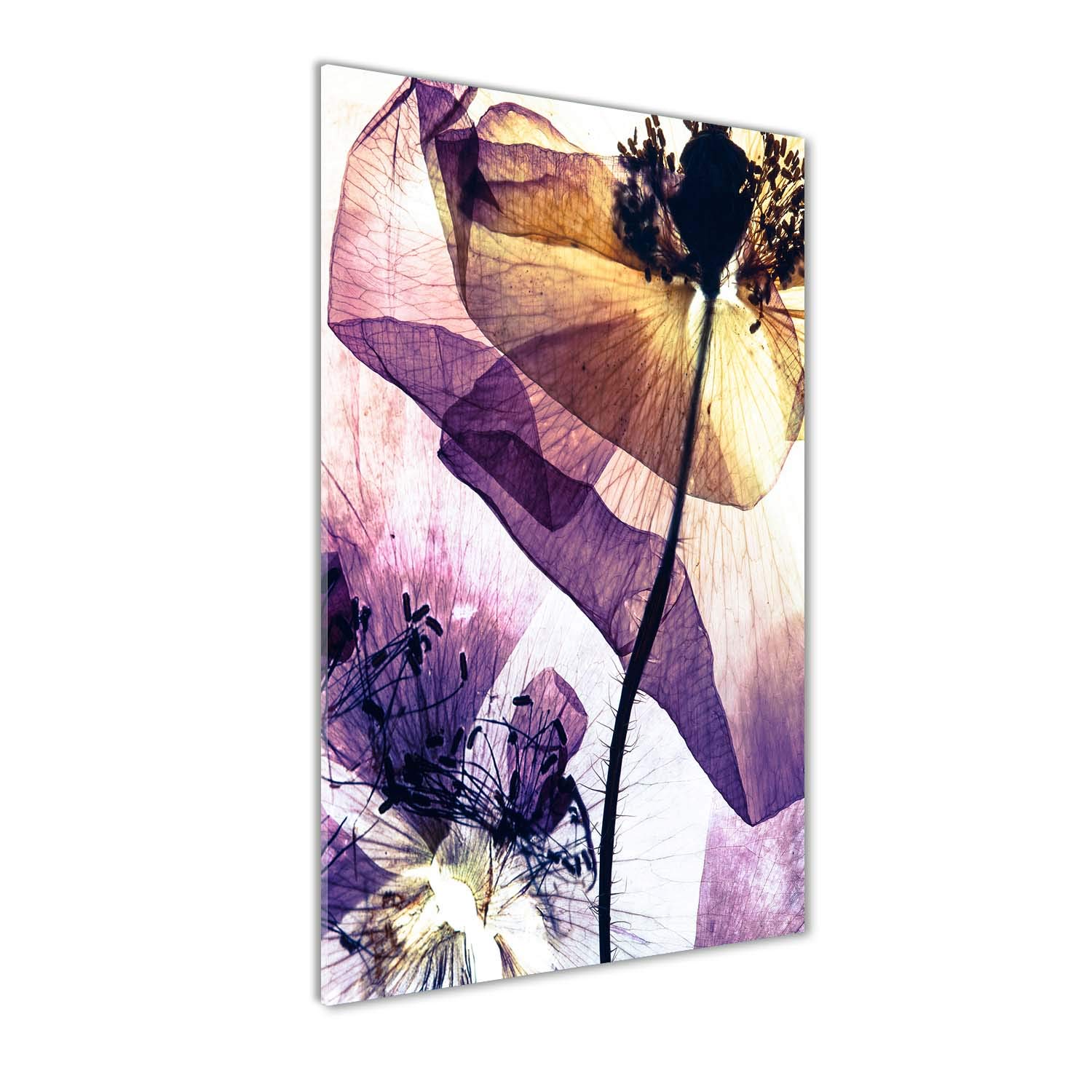 Tableau panoramique pour la cuisine aux motifs floraux violets 60x120