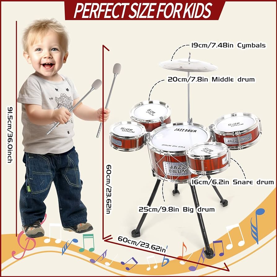 Amazon.com: TWFRIC Toy Drum Kit for Kids 3-5 Upgraded