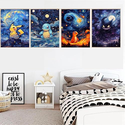 Miniatura 2 de EIBEILI Paquete de 4 kits de pintura de diamantes para adultos, kits de arte de diamantes 5D de dibujos animados para principiantes, bricolaje con