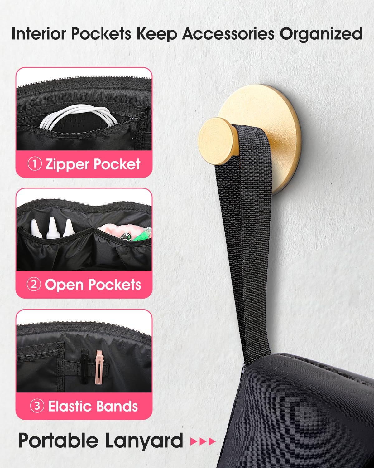 Hair Tools Travel Bag with Heat-Resistant Mat, Large Capacity Organizer for Curling Iron, Flat Iron, Blow Dryer & Hair Accessories, Portable Travel Case for Styling Tools (Midnight) - Image 4