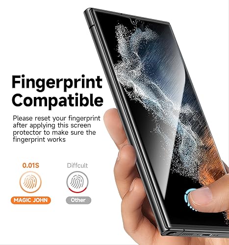 Miniatura 3 de MAGIC JOHN Paquete de 2 protectores de pantalla para Samsung Galaxy S22 Ultra película de cerámica no de vidrio de 6.8 pulgadas, 100% compatible con
