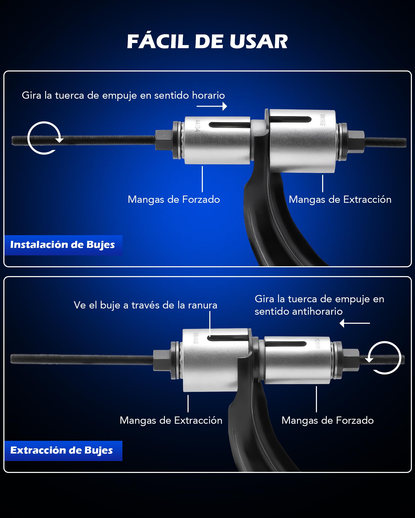 Orion Motor Tech Juego de Extractores de Rodamientos de Ruedas 27 Piezas Herramienta de Cojinetes con Maletín Kit de Manguito de Extracción de Cojinete de Rueda para Coches y Camiones LCV HGV