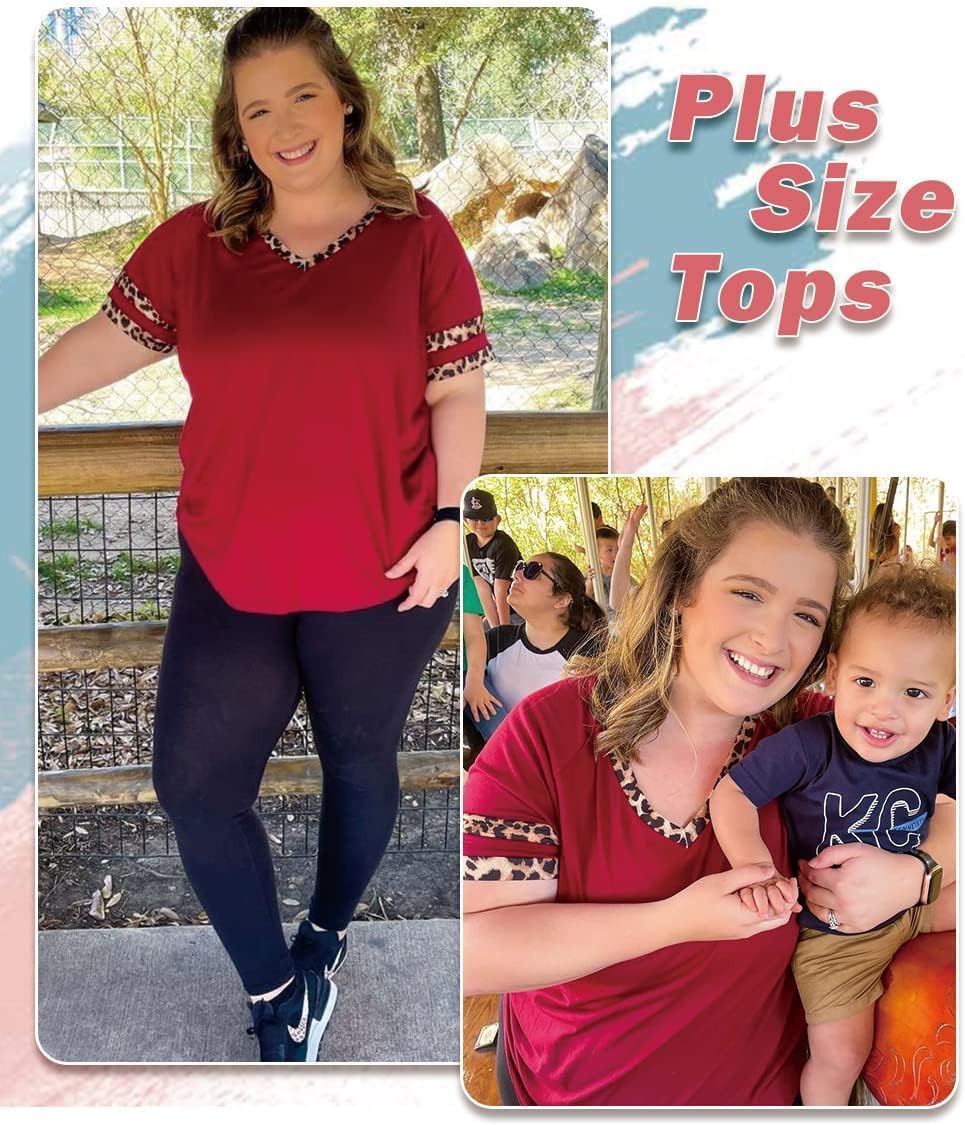 TIYOMI Plus Size Tops for Women V Neck Raglan T-Shirt Short Sleeve Summer Shirts Casual Loose Tunic Blouse - Image 5