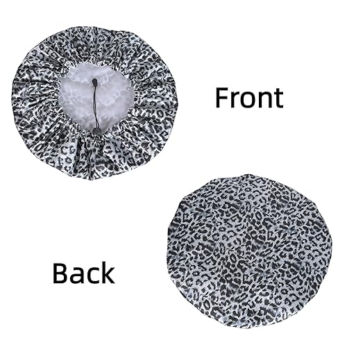 Miniatura 9 de Fishent Gorro de ducha grande para mujer, reutilizable, doble capa, impermeable, ajustable, extra grande, para cabello largo y trenzas (estampado