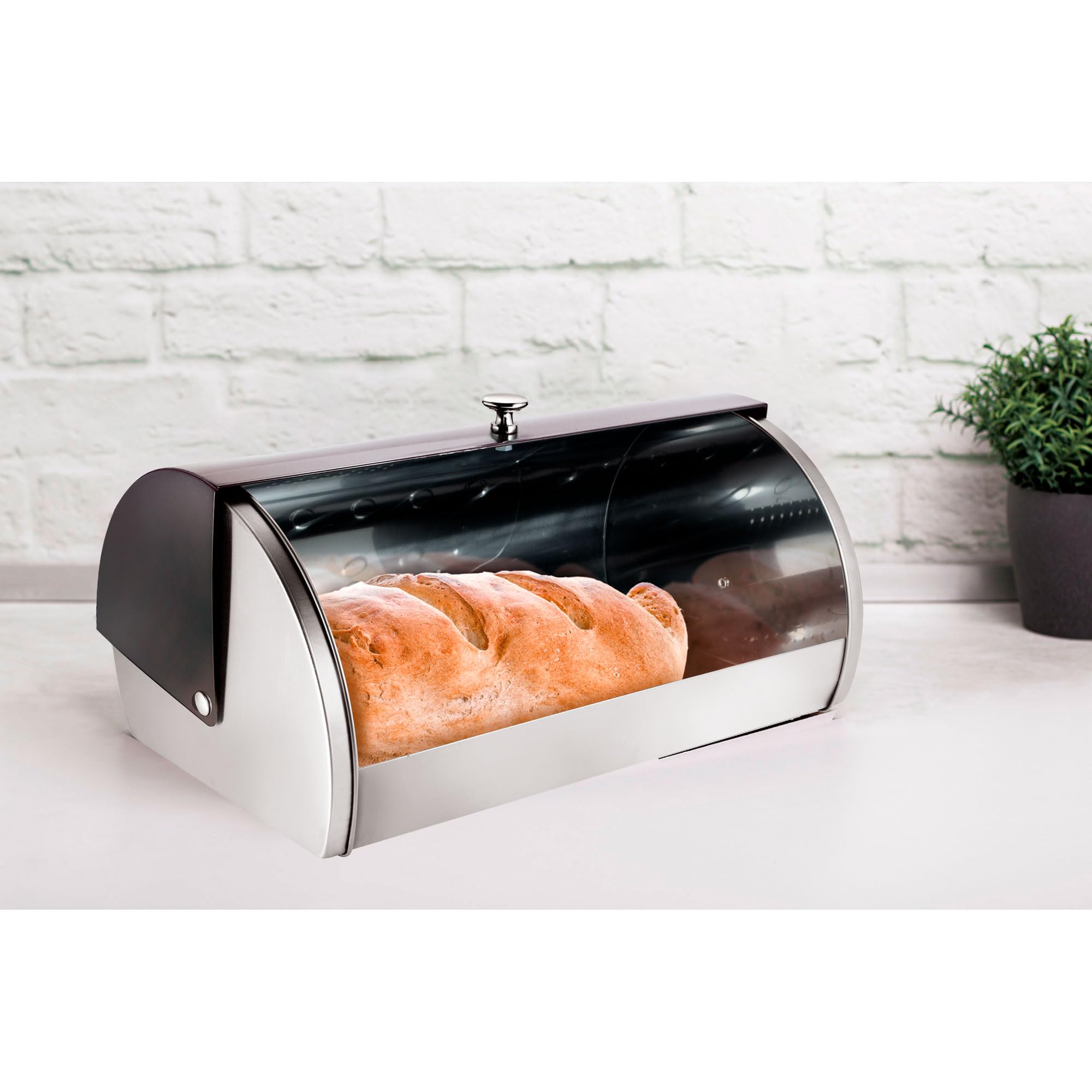 Berlinger Haus Carbon Pro Set Bochenek stołowy + zestaw 3 łodzi kuchennych do przechowywania, stal nierdzewna, pojemnik do przechowywania chleba i ciastek, pokrywka przesuwna, Bread Box, Szary/Inox