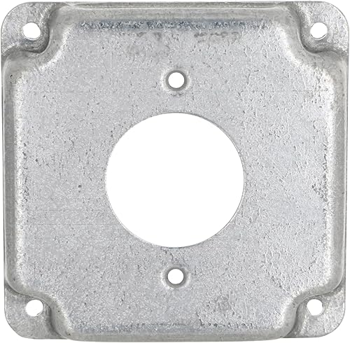 Vista 56 de Hubbell-Raco 902C 1 receptáculo dúplex de 4 pulgadas, cubierta cuadrada de trabajo expuesta, color plateado