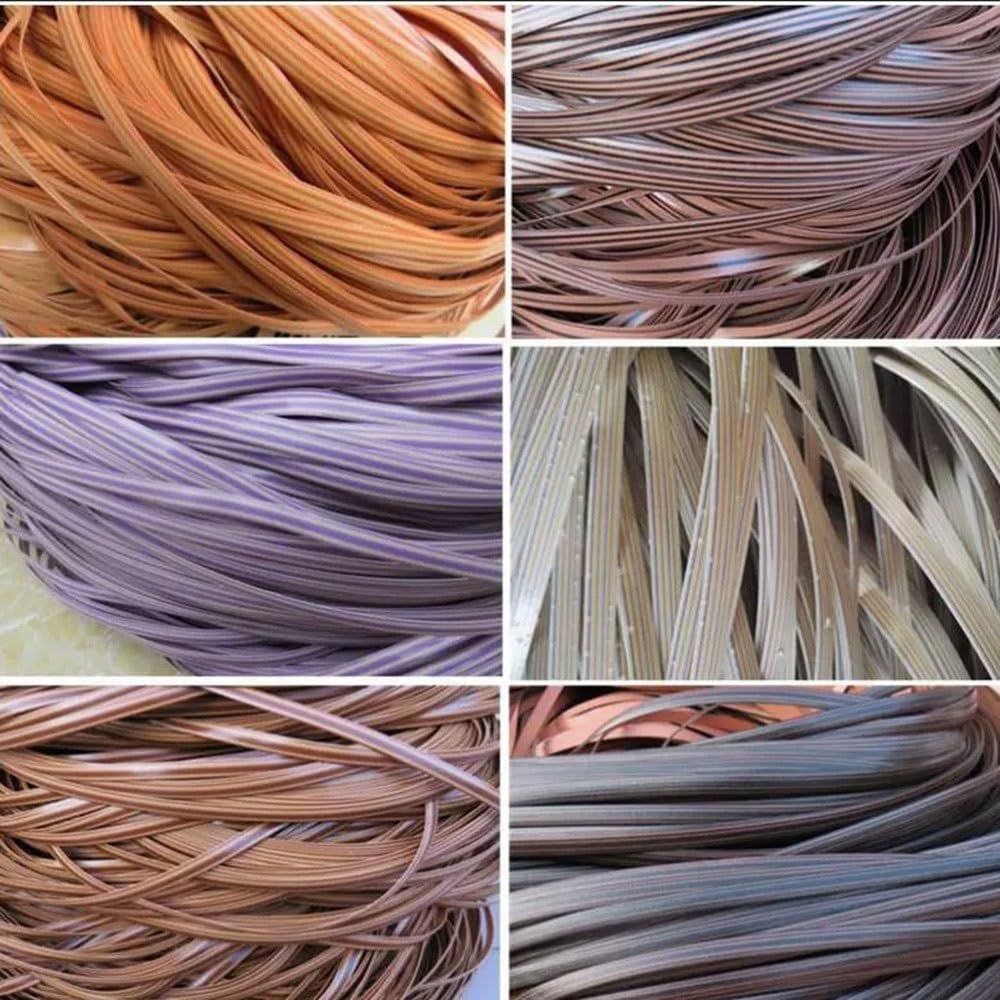 196ft 8mm zestaw naprawczy z rattanu PE 500g płaski wiklinowy materiał tkacki na krzesło patio kosz na sofę DIY(Wood Grain Gray)