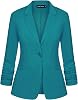 Blazers for Women Dressy Casual Ruched 3/4 Sleeve Lapel Button Work Office Cardigan Suit Jacket with Pockets