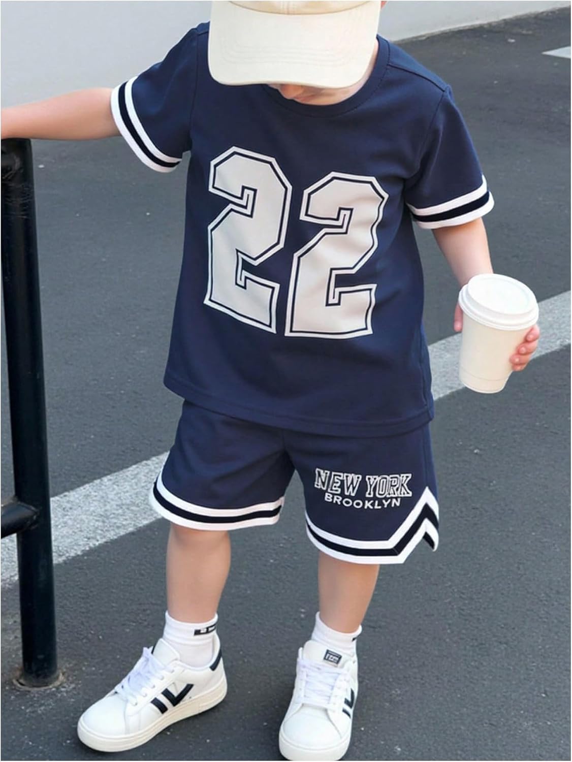 WDIRARA Toddler Boy's 2 Piece Shorts Outfits Short Sleeve Jersey Shirts Shorts Set Tracksuit - Image 6