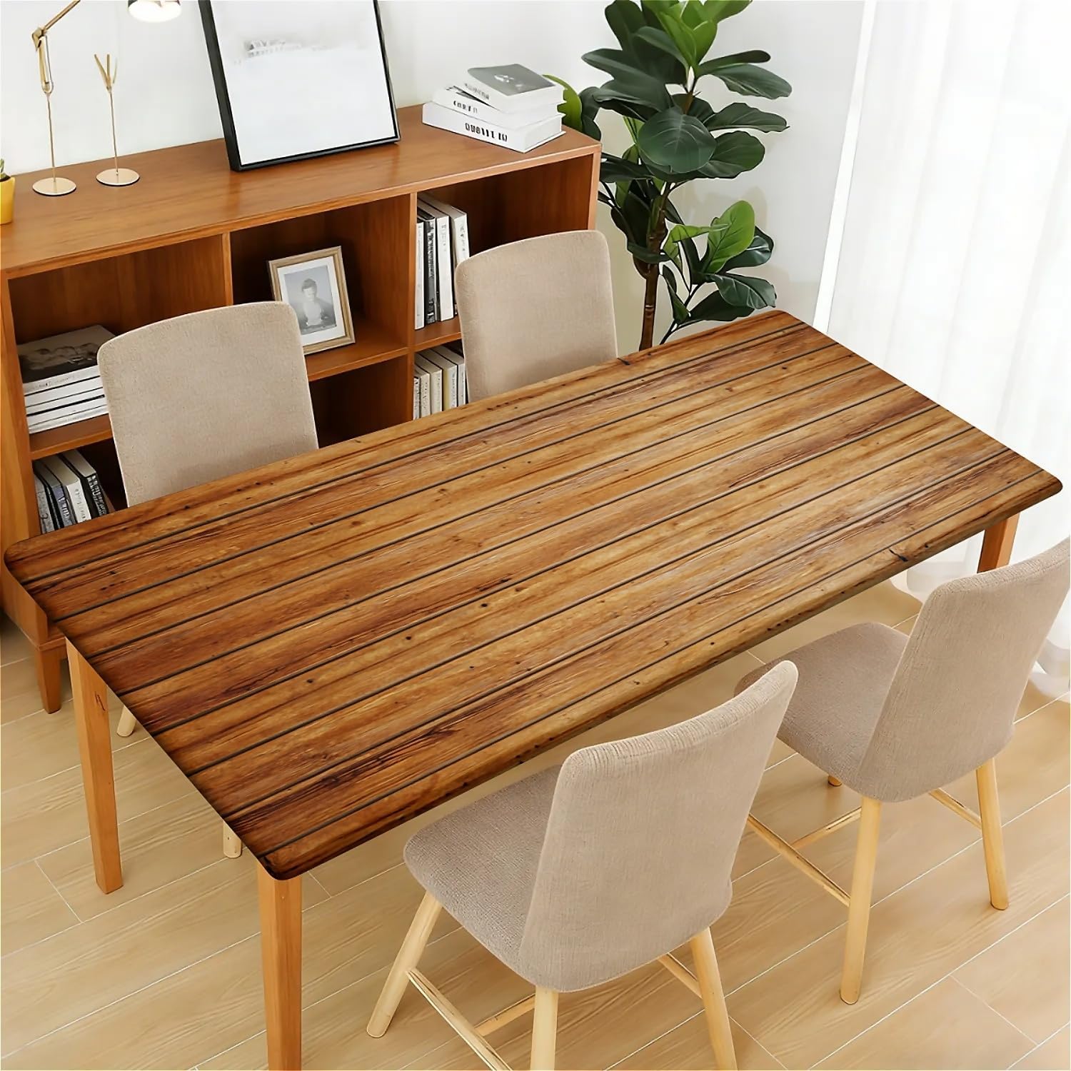 Rectangle Fitted Table Cover Waterproof Stain-Resistant Wipeable Polyester Tablecloths with Elastic Edge Design Fits 8 Foot Tables for Indoor, Picnic, Camping, Outdoor, 96" x 30"