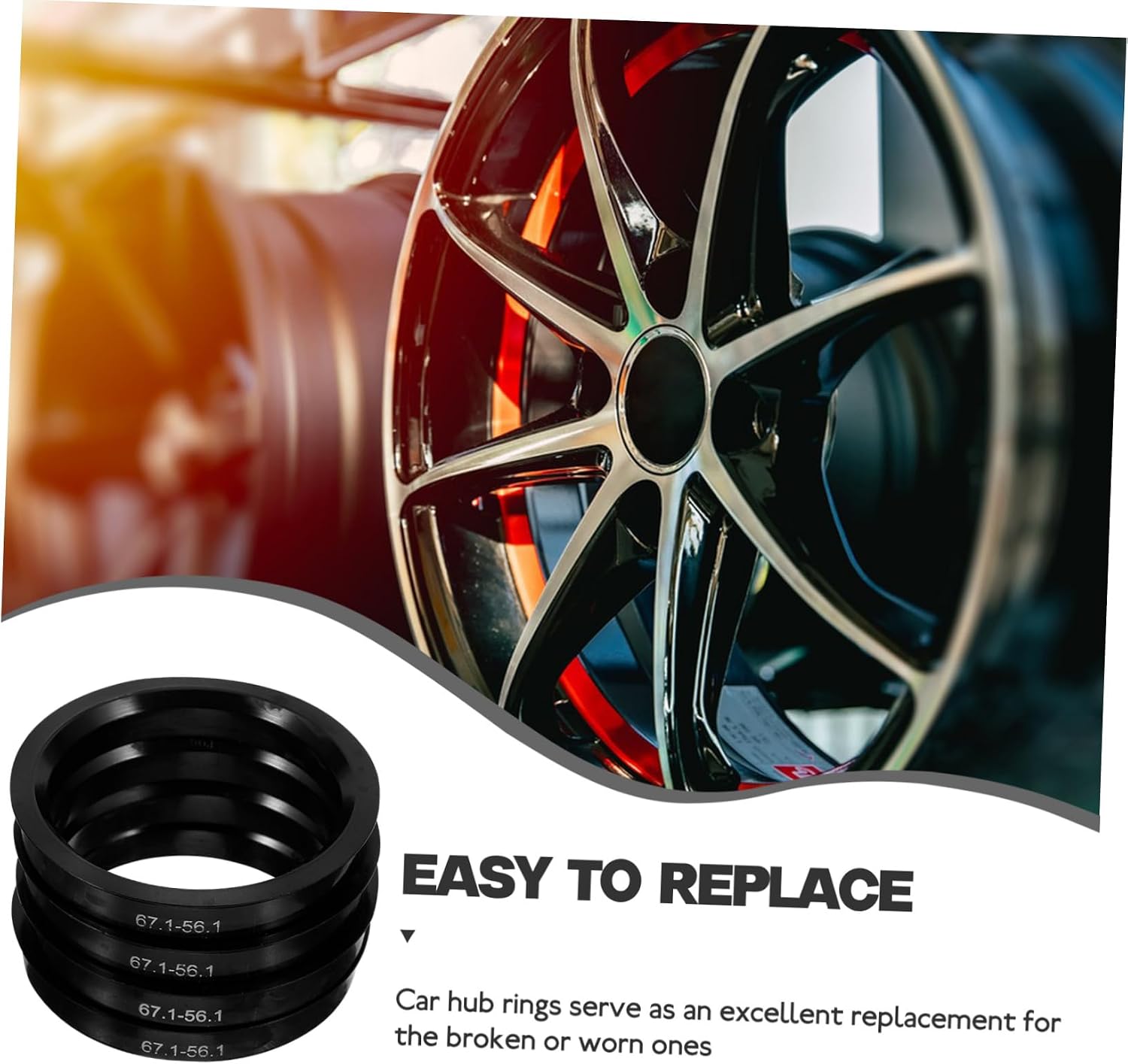 OUNONA 4pcs Car Hub Ring Replacement Wheel Hub Centric Rings for Rims Sturdy Plastic Material