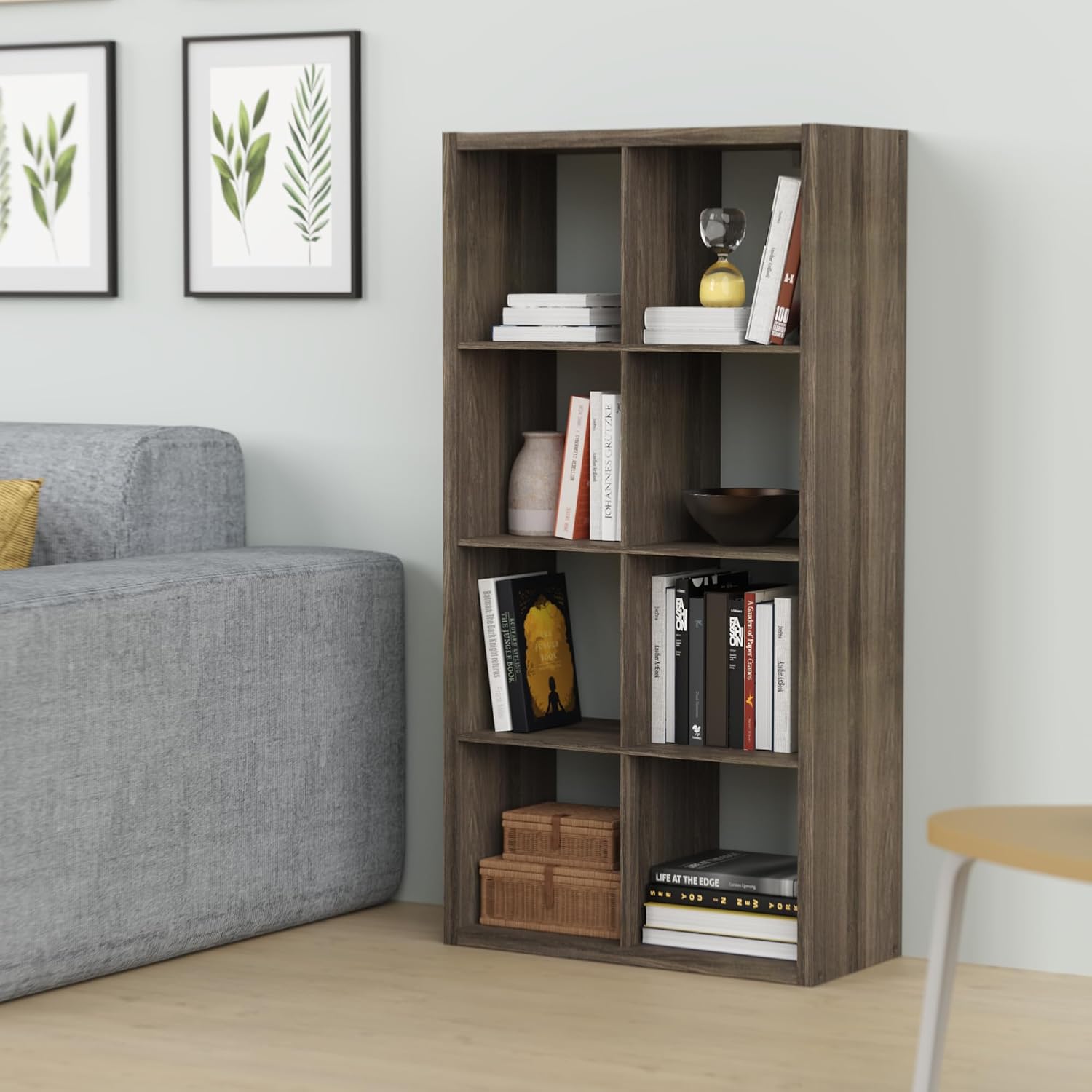 ClosetMaid 4585 Heavy Duty Decorative Bookcase Open Back 8-Cube Storage Organizer in Graphite Gray for Home, Closet, Office, or Toys