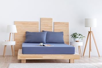 Todocama - Extra Soft Brushed Microfiber Adjustable Sheet (Bed 80 x 190/200 cm, gray-blue)