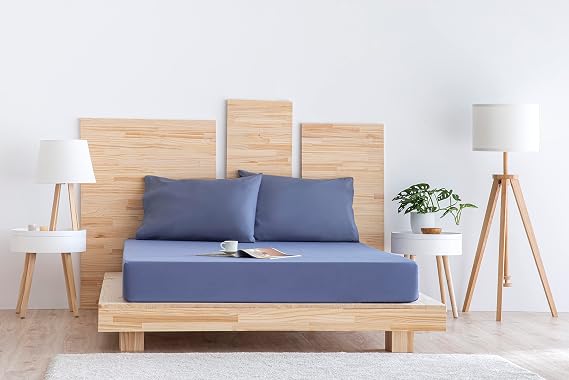 Todocama - Extra Soft Brushed Microfiber Adjustable Sheet (Bed 80 x 190/200 cm, gray-blue)