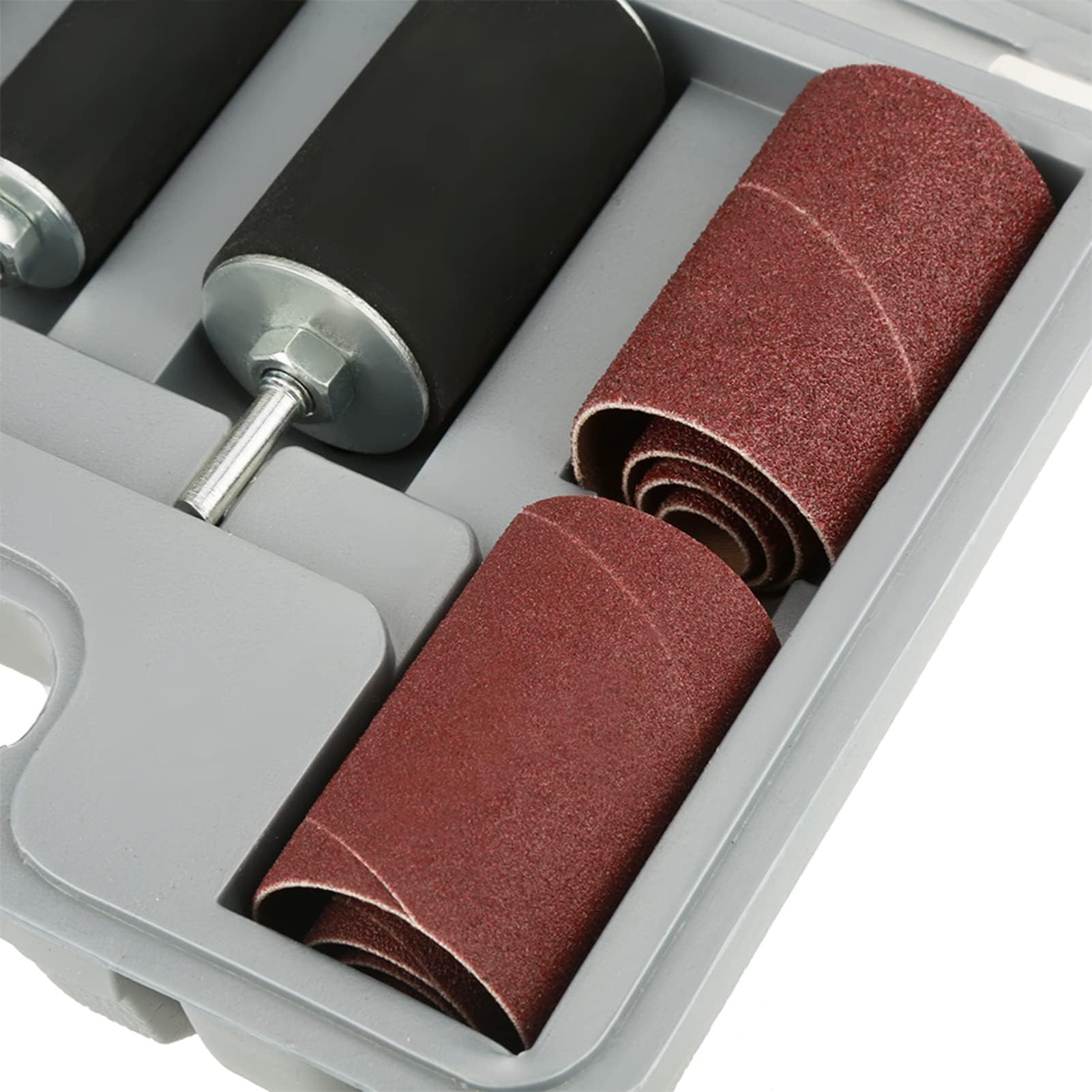 20-teiliges Schleifwalzen-Set für Standbohrmaschine & Bohrmaschine – Premium Schleifhülsen & Gummi-Schleiftrommeln für Holzbearbeitung & Kantenschliff inkl. Aufbewahrungskoffer