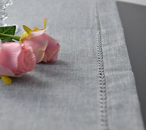 Miniatura 5 de Camino de mesa natural de 72 pulgadas de largo, camino de mesa de lino para cena familiar de Nochebuena, fiesta festiva/eventos, decoración clásica