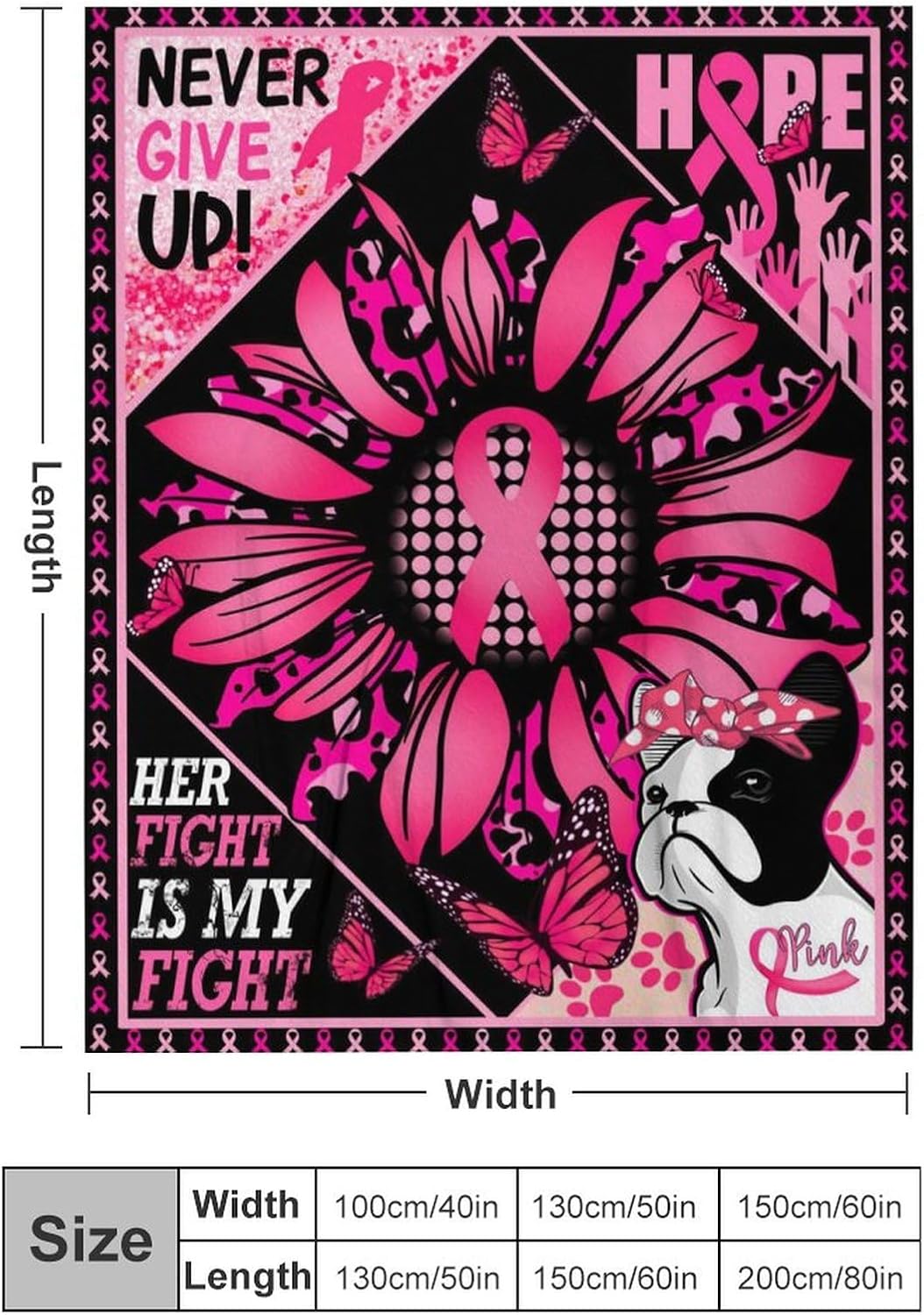 Breast Cancer Throw Blanket Breast Cancer Gifts for Women Breast Cancer Gifts Blanket Gifts for Breast Cancer Patients 60"x80"