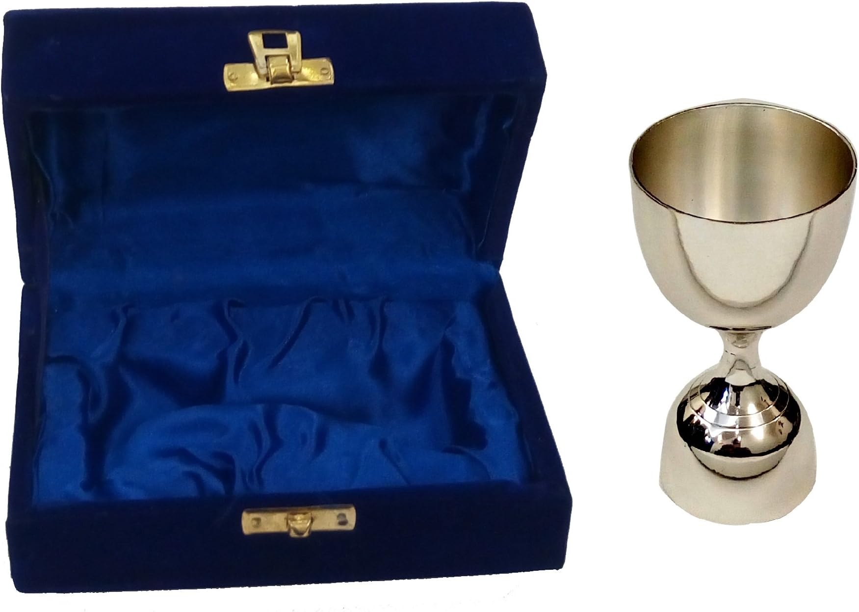 Akanksha Arts EPNS, Brass Peg Measure Cup with Decorative Box, 30 ml / 60 ml, Silver