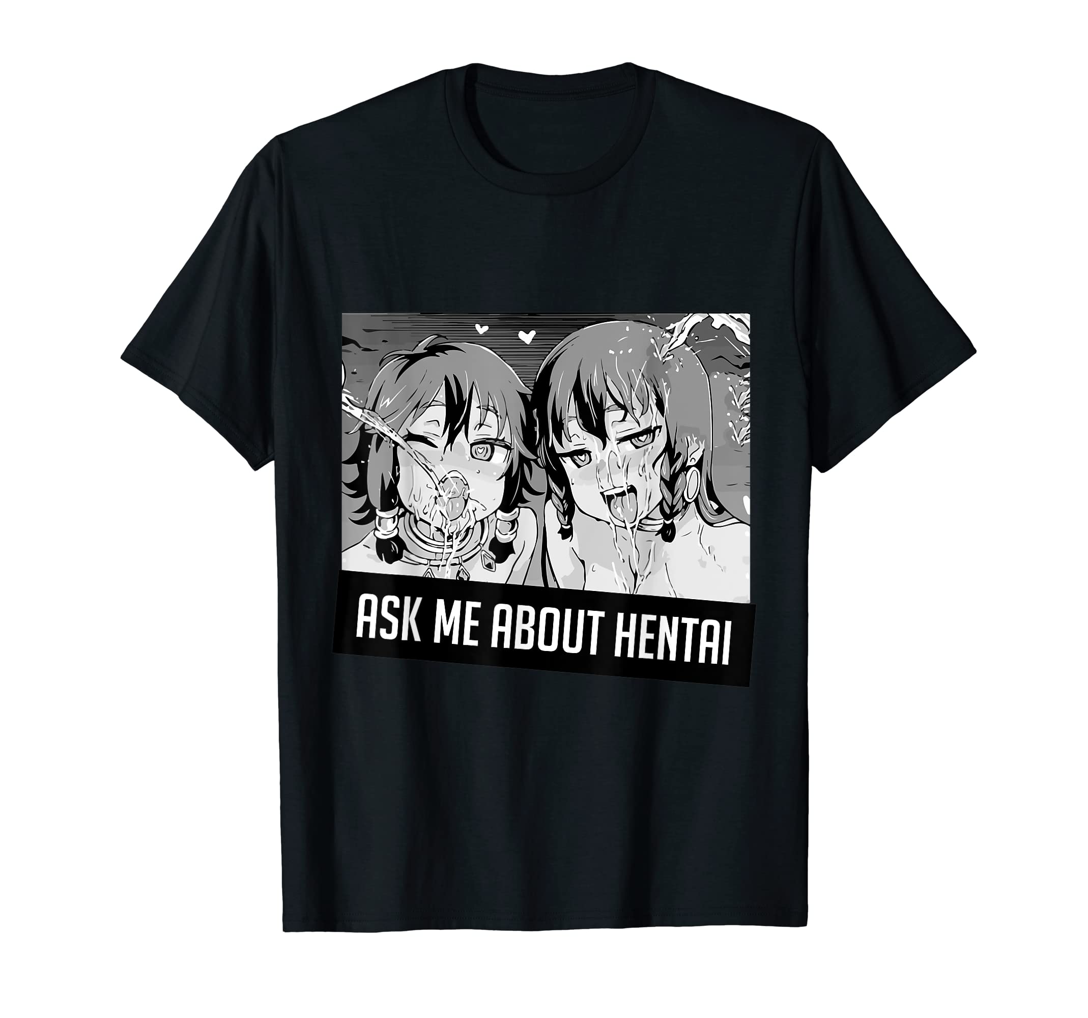 Ask Me About Hentai Sweatshirt 2 Girl Faces Senpai Aesthetic T-Shirt