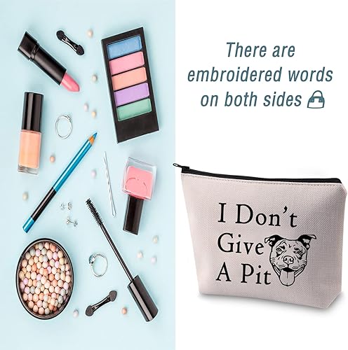 Miniatura 4 de LEVLO Regalos divertidos para amantes de Pitbull Bolsas de cosméticos Pitbull I Don't Give A Pit Bolsas de maquillaje Pitbull Saying Gifts, No le