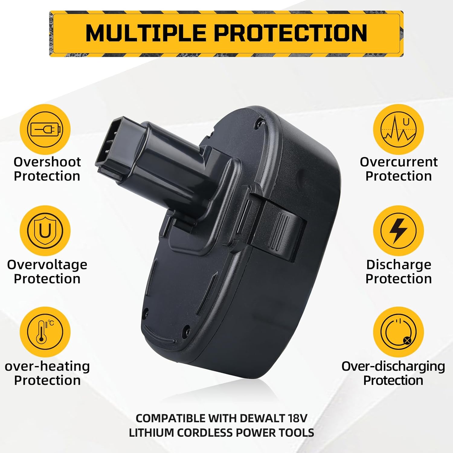 LUMSING 2Pack 6.0Ah DC9096 Lithium-Ion Replacement for DeWalt 18 Volt Batteries Compatible with DC9098 DE9098 DE9096 DE9098 DW9096 DW9095 Cordless Power Tools