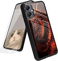 Vista 175 de Funda para Samsung Galaxy A12 5G con protector de pantalla, parte trasera de vidrio templado + TPU de silicona suave que absorbe los golpes